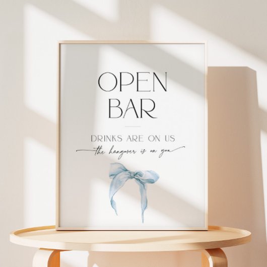 オープンバーブライダルシャワー何かブルーボウタイノット 台座サイン