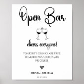 オープンバーモダンサイン結婚の書道モダン ポスター (正面)