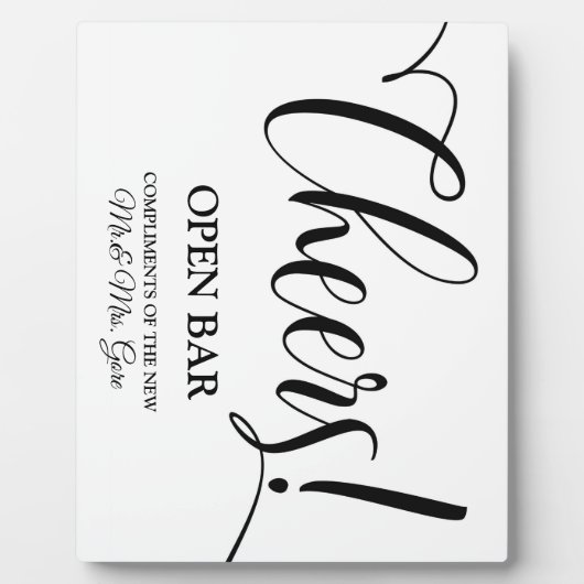 オープンバー標識卓上プラーク（イーゼル付） フォトプラーク (正面)