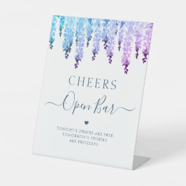 オープンバー結婚のサインウォーター色の藤フローラ 台座サイン