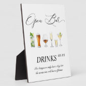 オープンバー結婚の看板イーゼル付き卓上プレート フォトプラーク (側面)