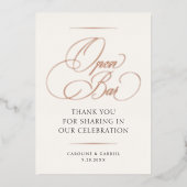 オープンバー結婚式のフォイルテーブルサイン 箔招待状 (正面)