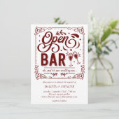 オープンバー（とウェディング）| 赤と白のミクロ 招待状 (スタンド正面)