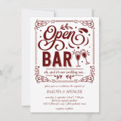 オープンバー（とウェディング）| 赤と白のミクロ 招待状 (正面)