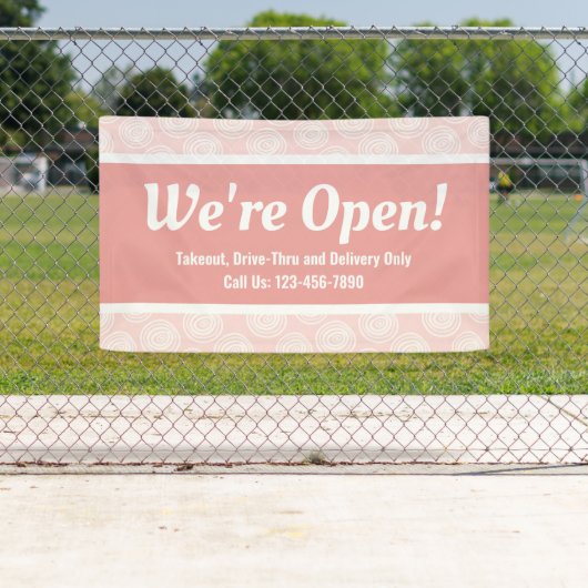 オープンビジネスのピンクの渦巻き 横断幕 (インサイチュ)