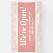 オープンビジネスのピンクの渦巻き 横断幕 (縦)