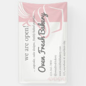 オープンピンクカップケーキベーカリー事業です 横断幕 (縦)