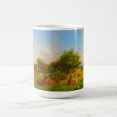 オープンフィールドの白い鹿自然野生動物 コーヒーマグカップ (中央)