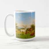 オープンフィールドの白い鹿自然野生動物 コーヒーマグカップ (左)