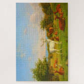 オープンフィールドの白い鹿自然野生動物 ジグソーパズル (縦)