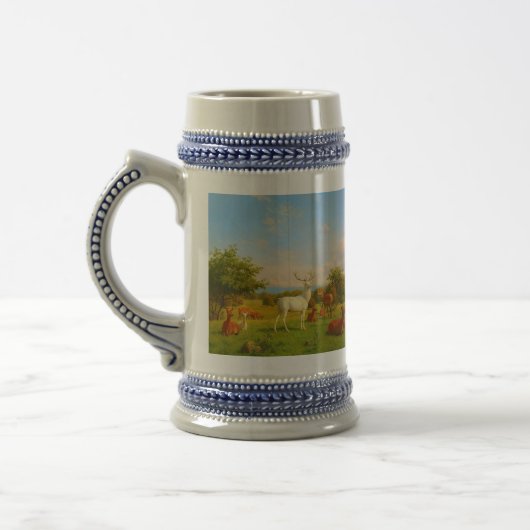 オープンフィールドの白い鹿自然野生動物 ビールジョッキ (左)