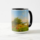 オープンフィールドの白い鹿自然野生動物 マグカップ (正面右)