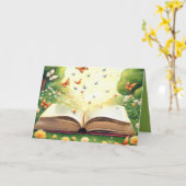 オープンブックから爆発する蝶 カード (黄色い花)