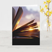オープンブックとサンセット写真 カード (黄色い花)