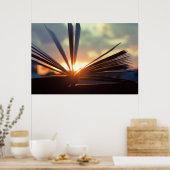 オープンブックとサンセット写真 ポスター (キッチン)