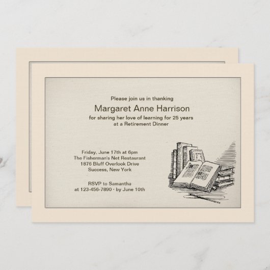 オープンブックリタイアメントディナー招待状 招待状 (正面/裏面)