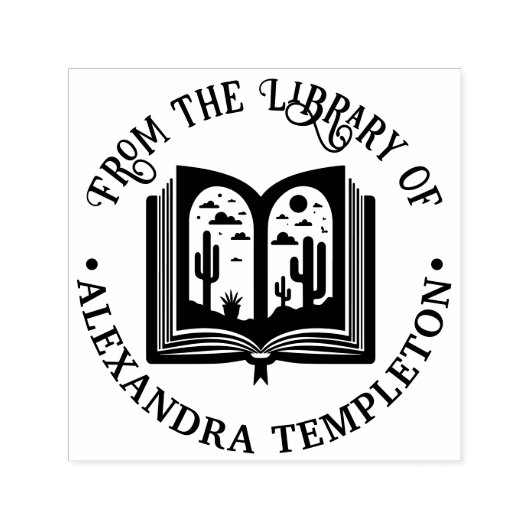 オープンブック 砂漠の風景 ページ ライブラリー 書名 セルフインキングスタンプ (デザイン)