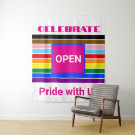 オープンプライドアリレインボープログレスLGBT LGBTQ タペストリー