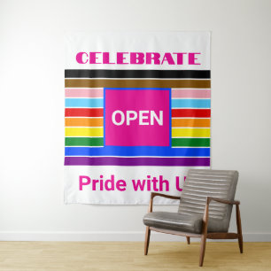 オープンプライドアリレインボープログレスLGBT LGBTQ タペストリー