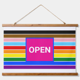 オープンプライドアリレインボープログレスLGBT LGBTQ 吊り下げ型タペストリー