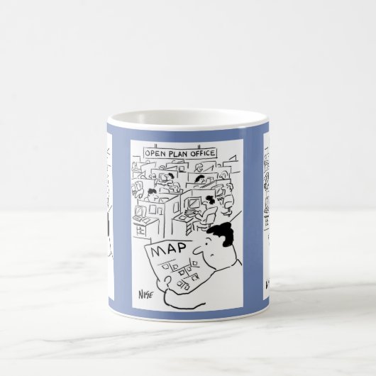 オープンプランのオフィスにマップが必要な場合 コーヒーマグカップ (中央)