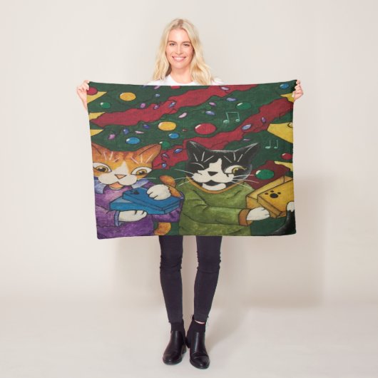 オープンプレゼント猫 フリースブランケット (インサイチュ)