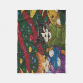 オープンプレゼント猫 フリースブランケット (正面)