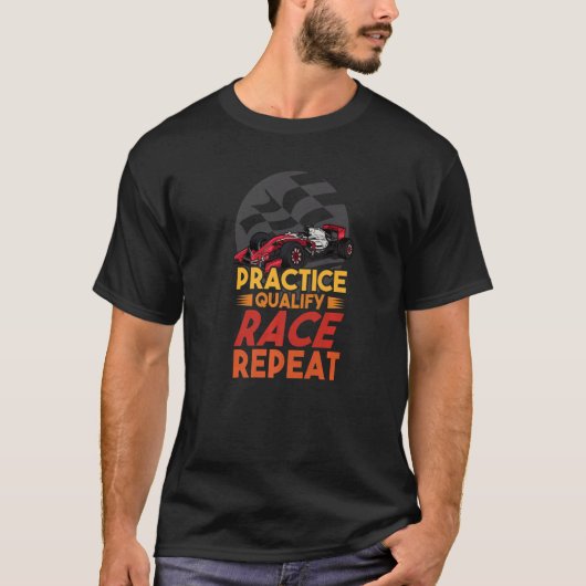 オープンホイールフォーミュラのレーシングカーの練習Racを修飾 Tシャツ (正面)