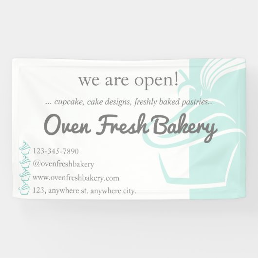 オープンミントグリーンカップケーキベーカリー事業です 横断幕 (横)