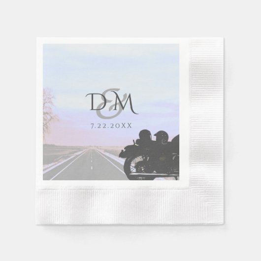 オープンロードオートバイウェディングレセプションカクテル 縁ありカクテルナプキン (正面)
