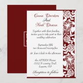 オープンワークエレガントマルーン結婚式招待状カード 案内状 (正面/裏面)