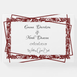 オープンワークエレガントマルーン・ブルガン結婚ディ ゲストブック