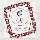 オープンワークマルーンエレガントワインボトルラベル ワインラベル (シングルラベル)