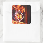 オープン24時間ネオンディーナーサインニューヨークシティNYC スクエアシール (バッグ)