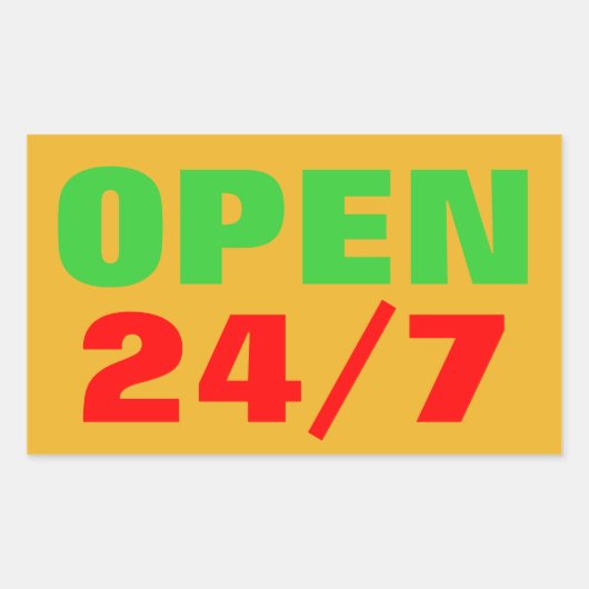 オープン24/7 長方形シール (正面)