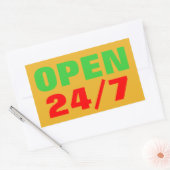 オープン24/7 長方形シール (封筒)