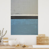 「オープン」グレーとティール（緑がかった色）抽象芸術アートポスタープリント ポスター (キッチン)