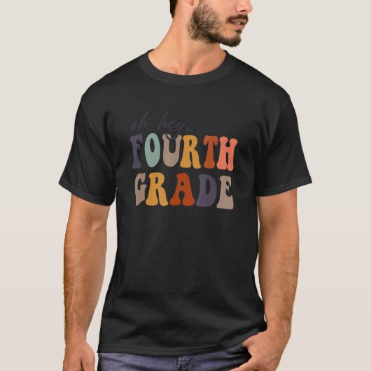 オーヘイ4年生4年生新学期レトロ Tシャツ (正面)