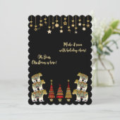 オーベアークリスマスはこちらきらめく金ゴールド松の木 シーズンカード (スタンド正面)