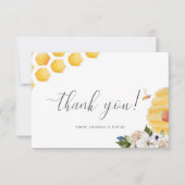 オーベイビーウォーターカラービーイエローフローラベビーシャワー  サンキューカード (正面)