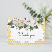 オーベイビーウォーターカラービーイエローフローラベビーシャワー  サンキューカード (スタンド正面)