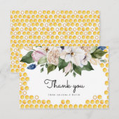 オーベイビーウォーターカラービーイエローフローラベビーシャワー  サンキューカード (正面/裏面)