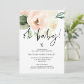 オーベイビーシャワーベビーガール赤面ピンク花模様 招待状 (スタンド正面)