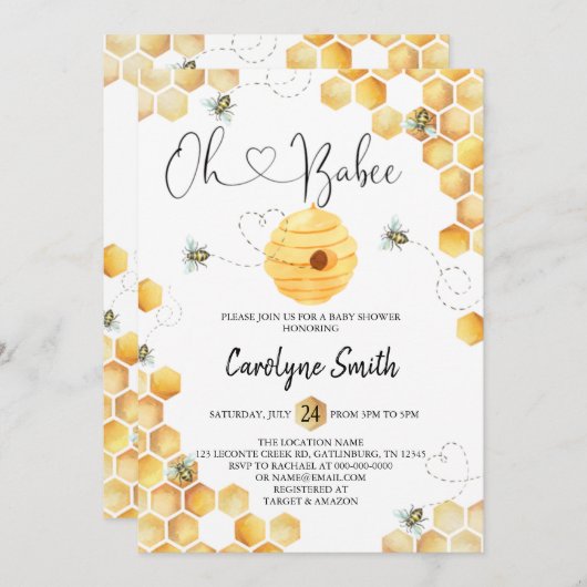 オーベイビーベイビーシャワー招待状 招待状 (正面/裏面)