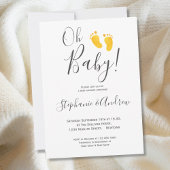 オーベイビー イエロー ベイビー フット カップル ベイビー シャワー 招待状