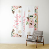 オーベイビー ウィンター ピンク フラワー ベイビーシャワー 背景 タペストリー (インサイチュ)