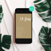 オーベイビー ミニマリスト ブラウン ライト ベイビー シャワー 招待状