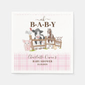 オーベイビー 農場の動物たち バーンヤード ベビーシャワー スタンダードカクテルナプキン (正面)