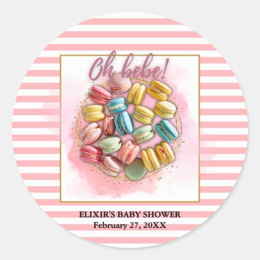 オーベパティシフランスのリー赤ちゃんシャワー ラウンドシール (正面)