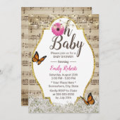 オーベビシャワ素朴ーベビーズブレスフローラミュージカル 招待状 (正面/裏面)